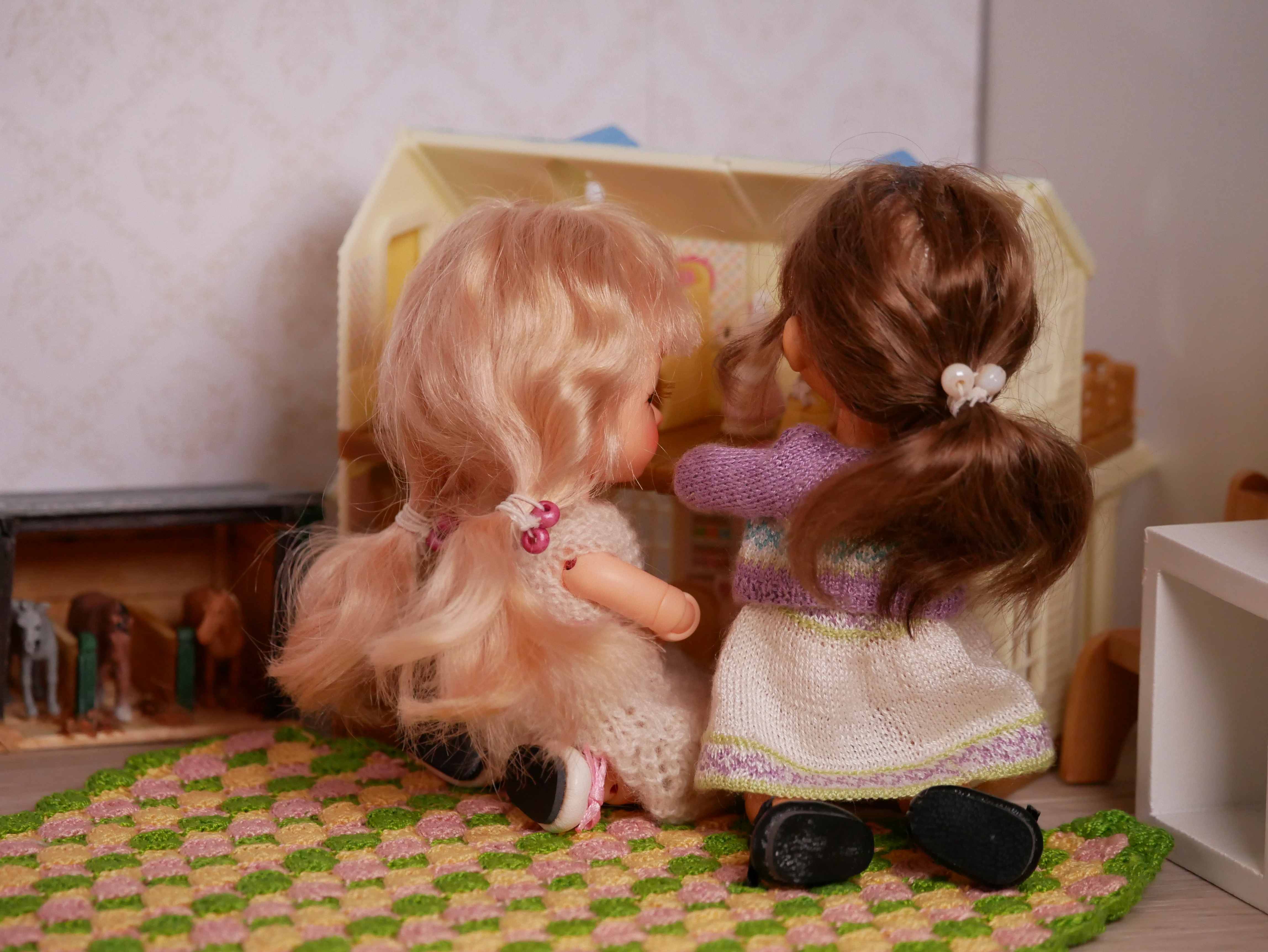 The girls love the dollhouse