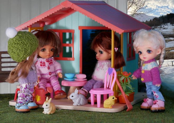 The girls love their playhouse.