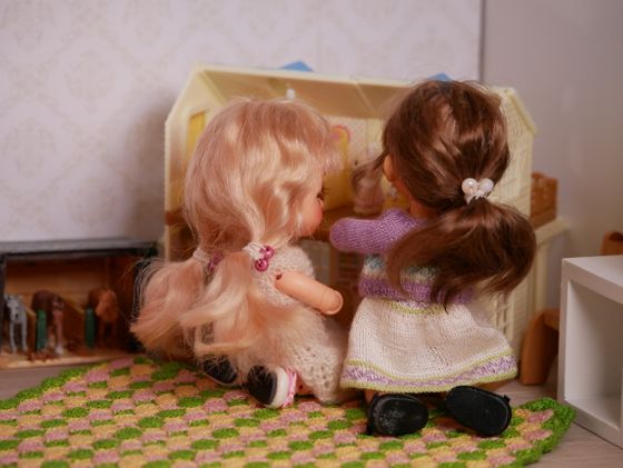The girls love the dollhouse